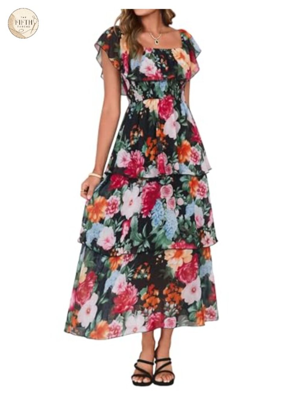 Simplee Women Floral Chiffon Off Shoulder Maxi Wedding Guest Dress